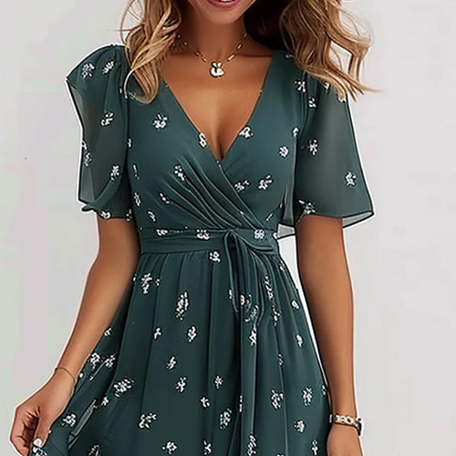Retrogrünes Midi Kleid