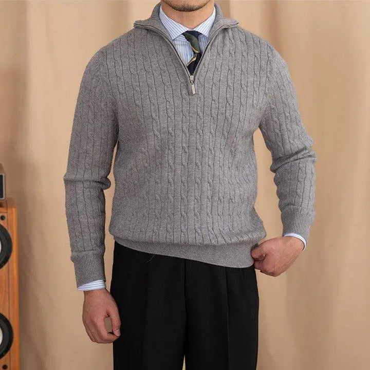 Pullover mit Reissverschluss aus Zopfstrick
